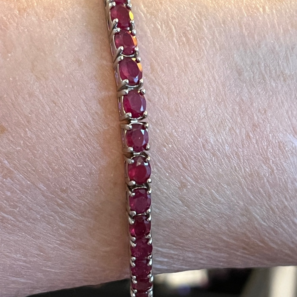 Genuine Raspberry Rhodolite Garnet, S925 Adjustable Bolo Bracelet